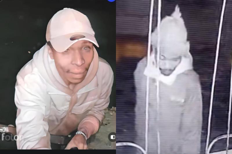 Photo collage of two suspects thugs stealing car parts in Kiambu County.